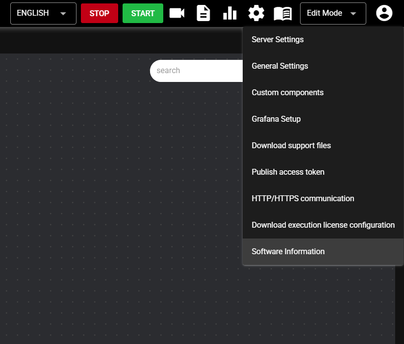 Setting Menu Software Information