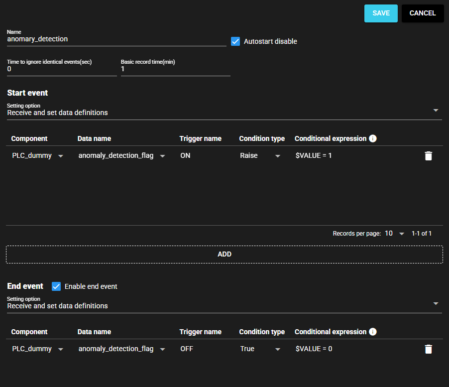 Event Trigger Configuration
